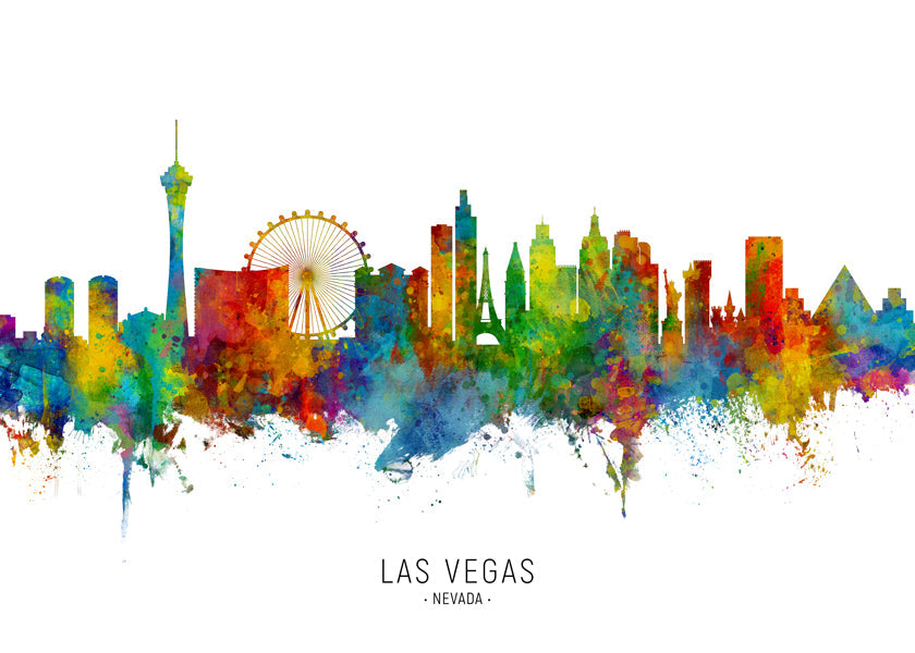 Plakat skyline Las Vegas w akwareli