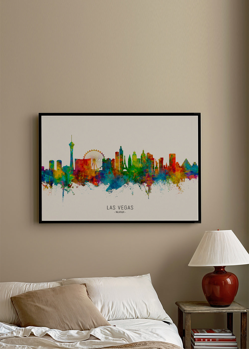 Plakat skyline Las Vegas w akwareli