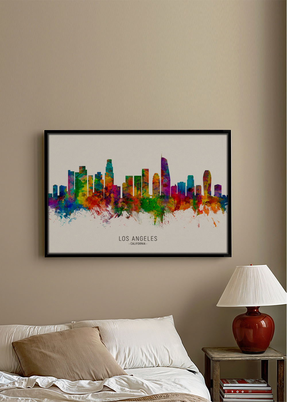 Plakat podróżniczy: Kolorowy skyline Los Angeles