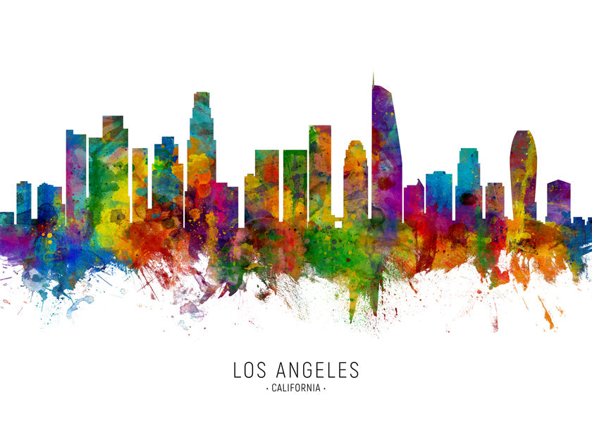 Plakat podróżniczy: Kolorowy skyline Los Angeles