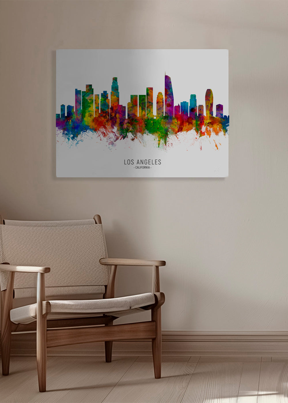 Plakat podróżniczy: Kolorowy skyline Los Angeles