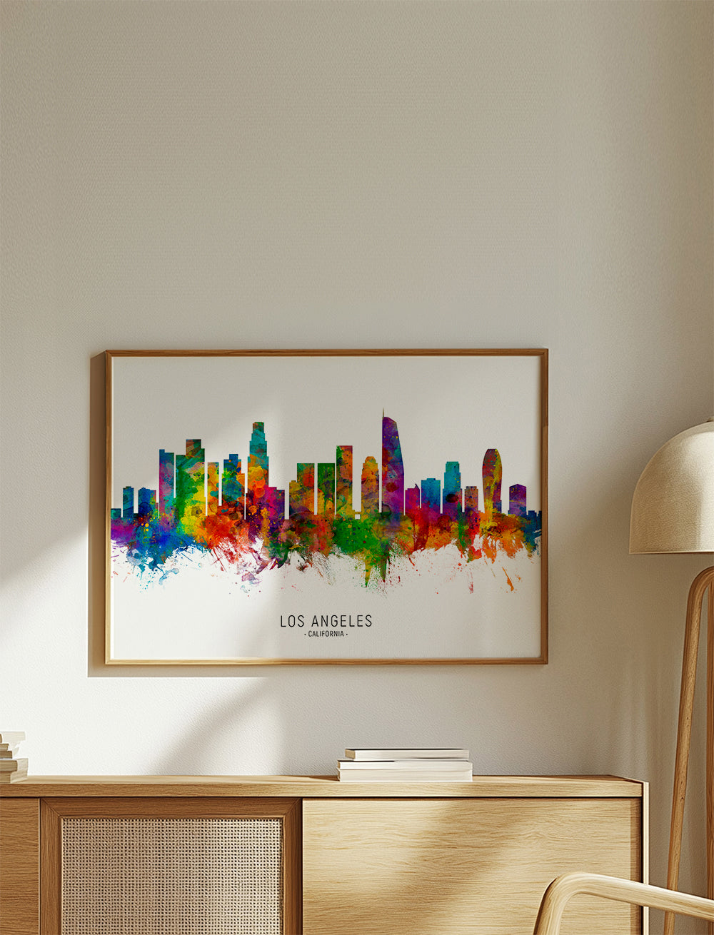 Plakat podróżniczy: Kolorowy skyline Los Angeles