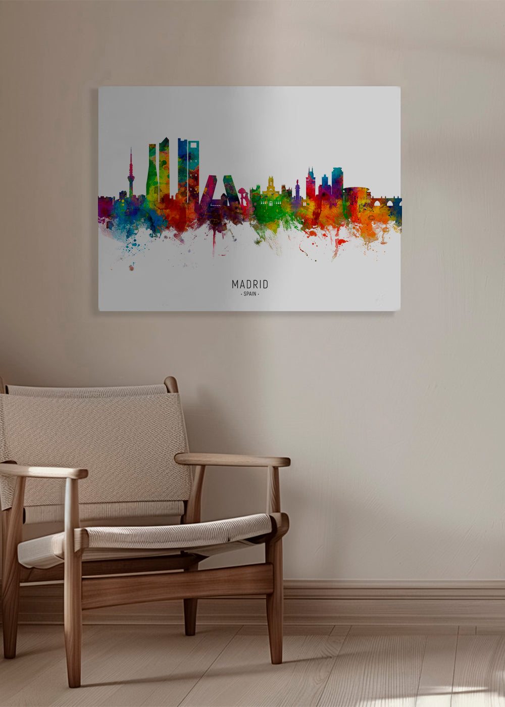 Plakat podróżniczy: Panorama Madrytu akwarela multikolor