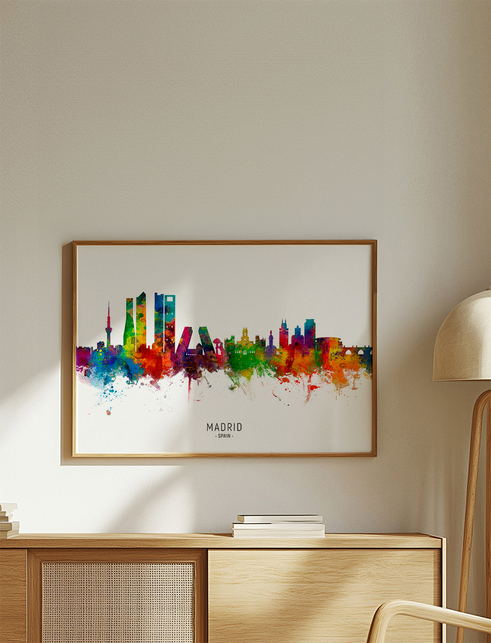 Plakat podróżniczy: Panorama Madrytu akwarela multikolor
