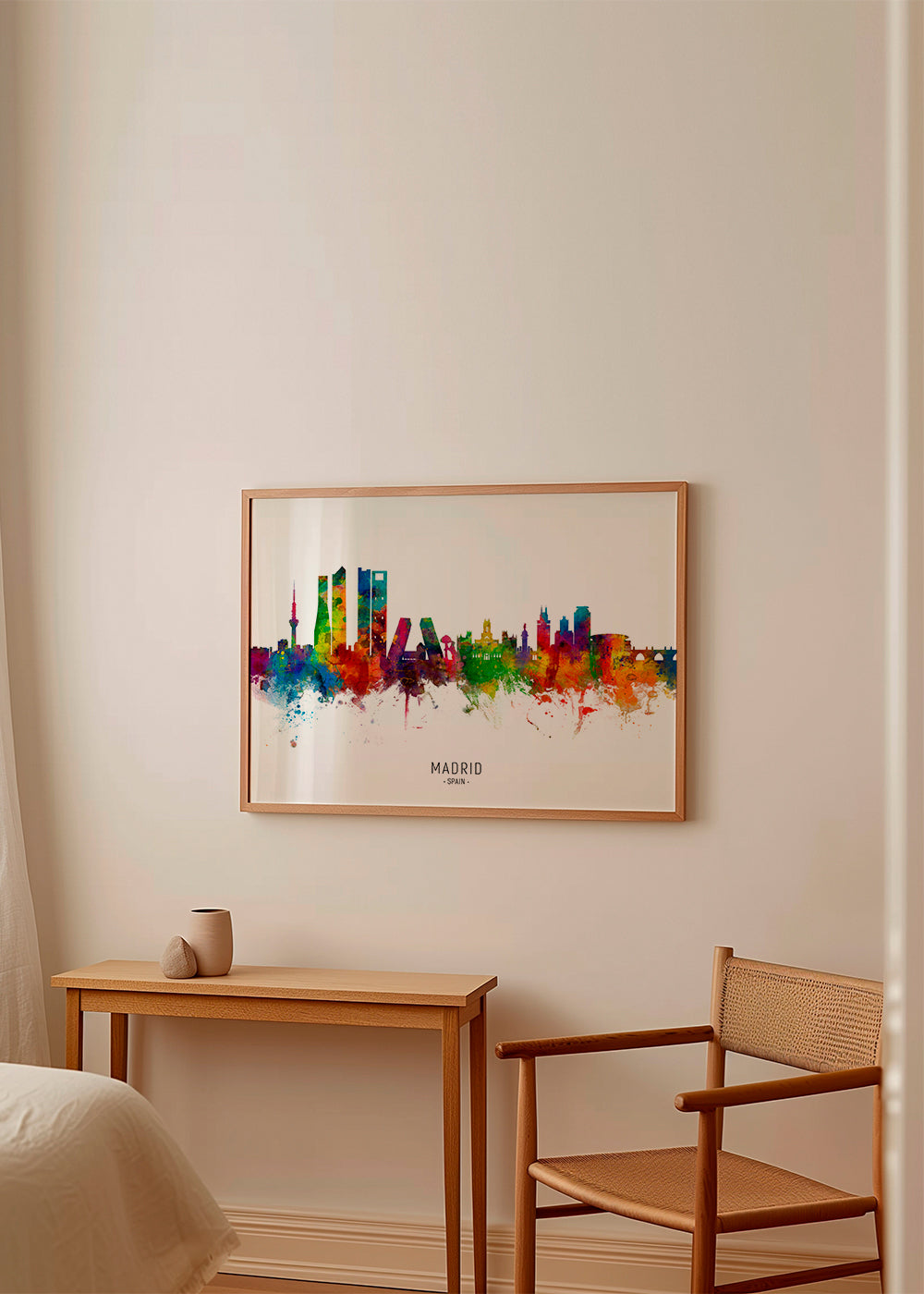 Plakat podróżniczy: Panorama Madrytu akwarela multikolor
