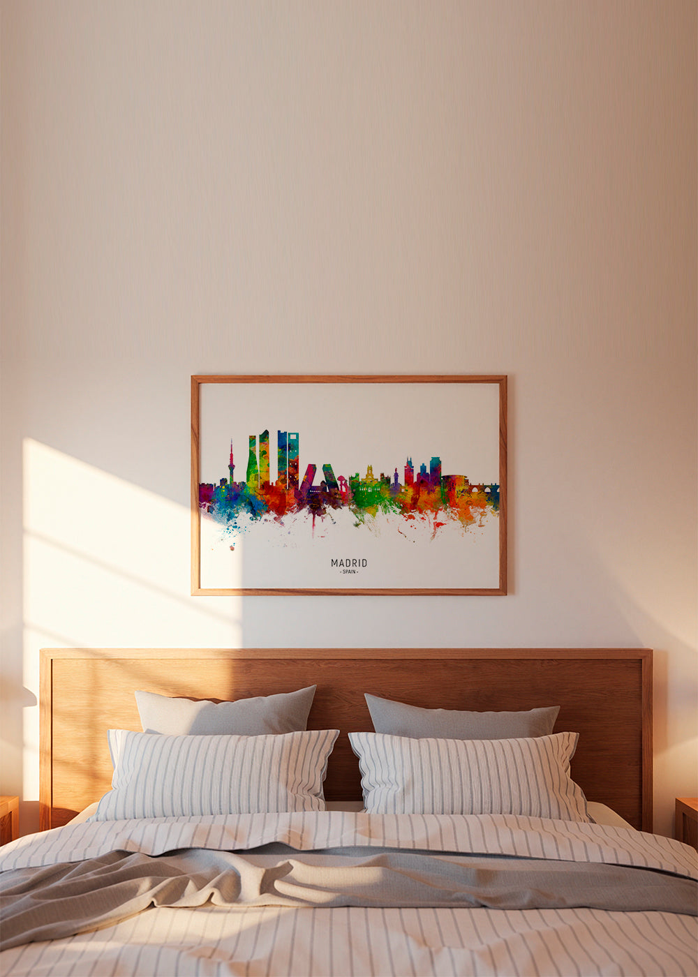 Plakat podróżniczy: Panorama Madrytu akwarela multikolor