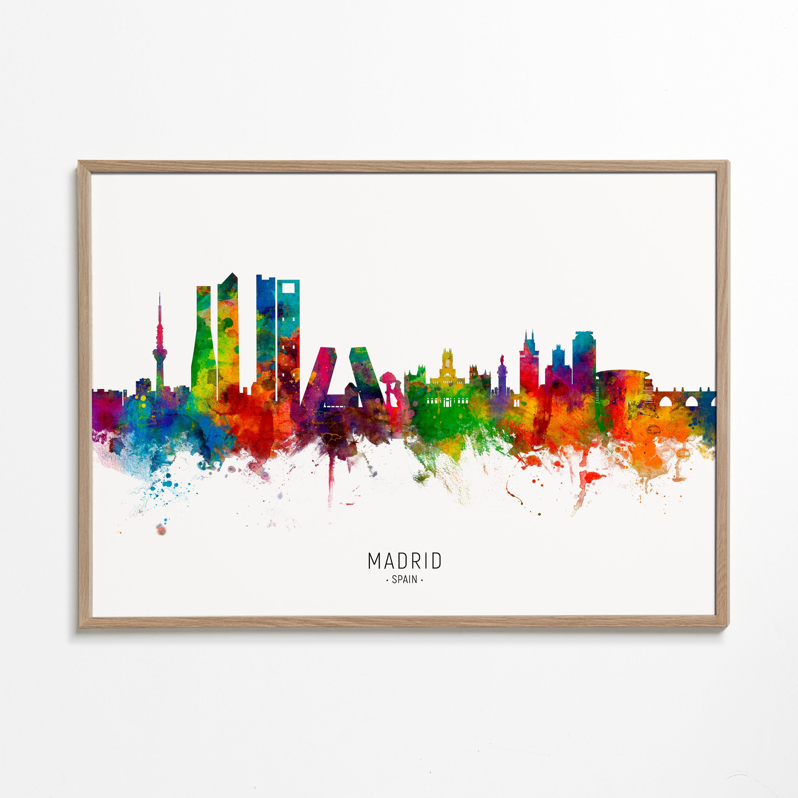 Plakat podróżniczy: Panorama Madrytu akwarela multikolor