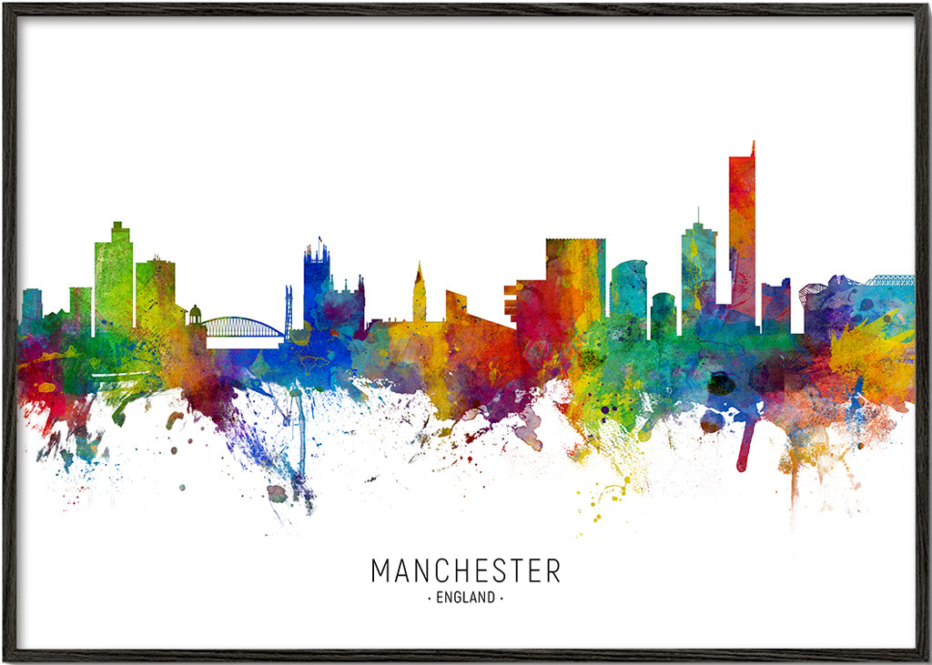 Plakat podróżniczy: Manchester skyline wielobarwny