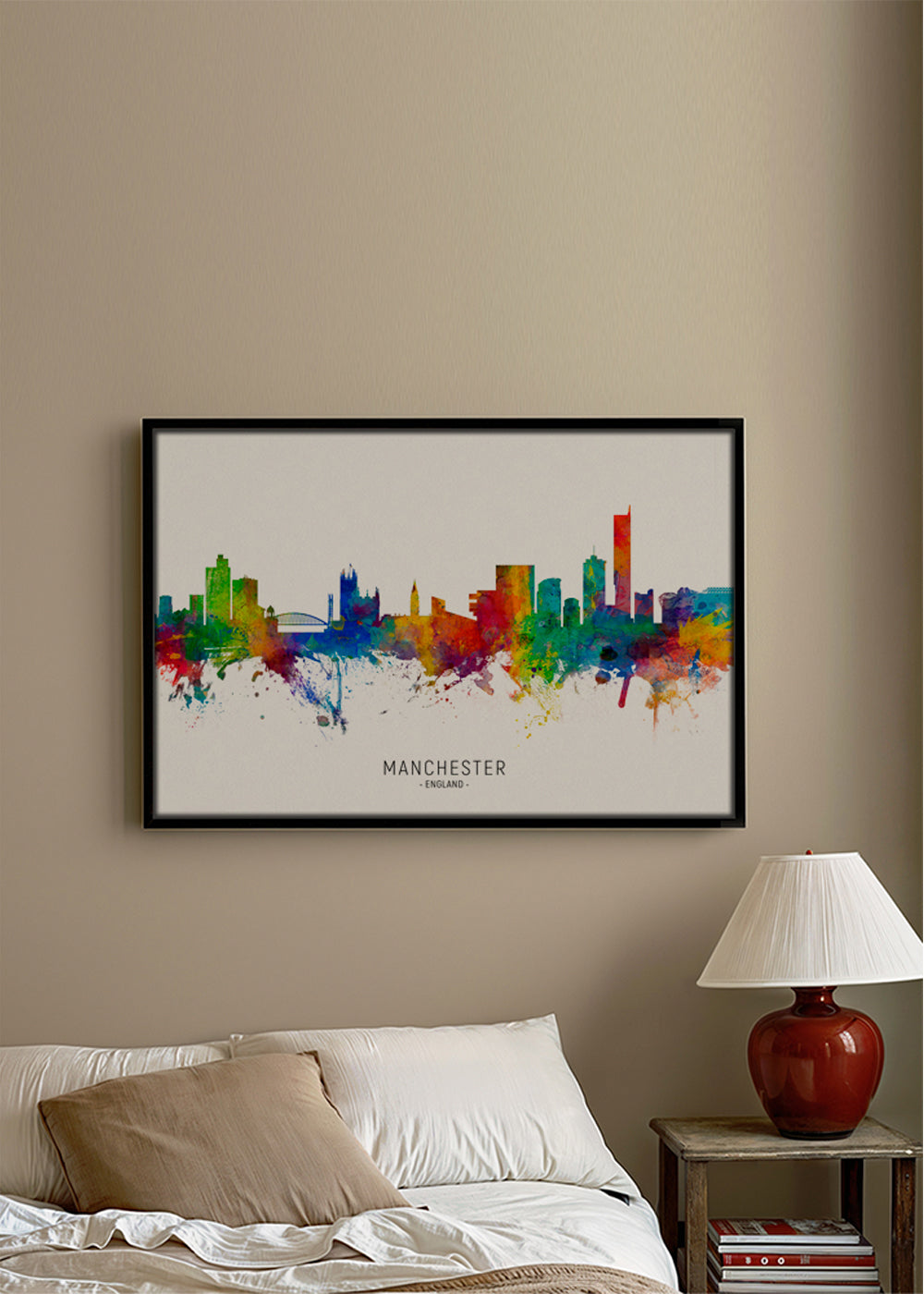 Plakat podróżniczy: Manchester skyline wielobarwny