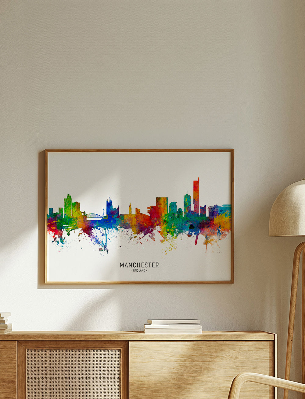Plakat podróżniczy: Manchester skyline wielobarwny