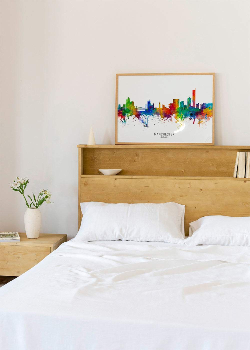 Plakat podróżniczy: Manchester skyline wielobarwny