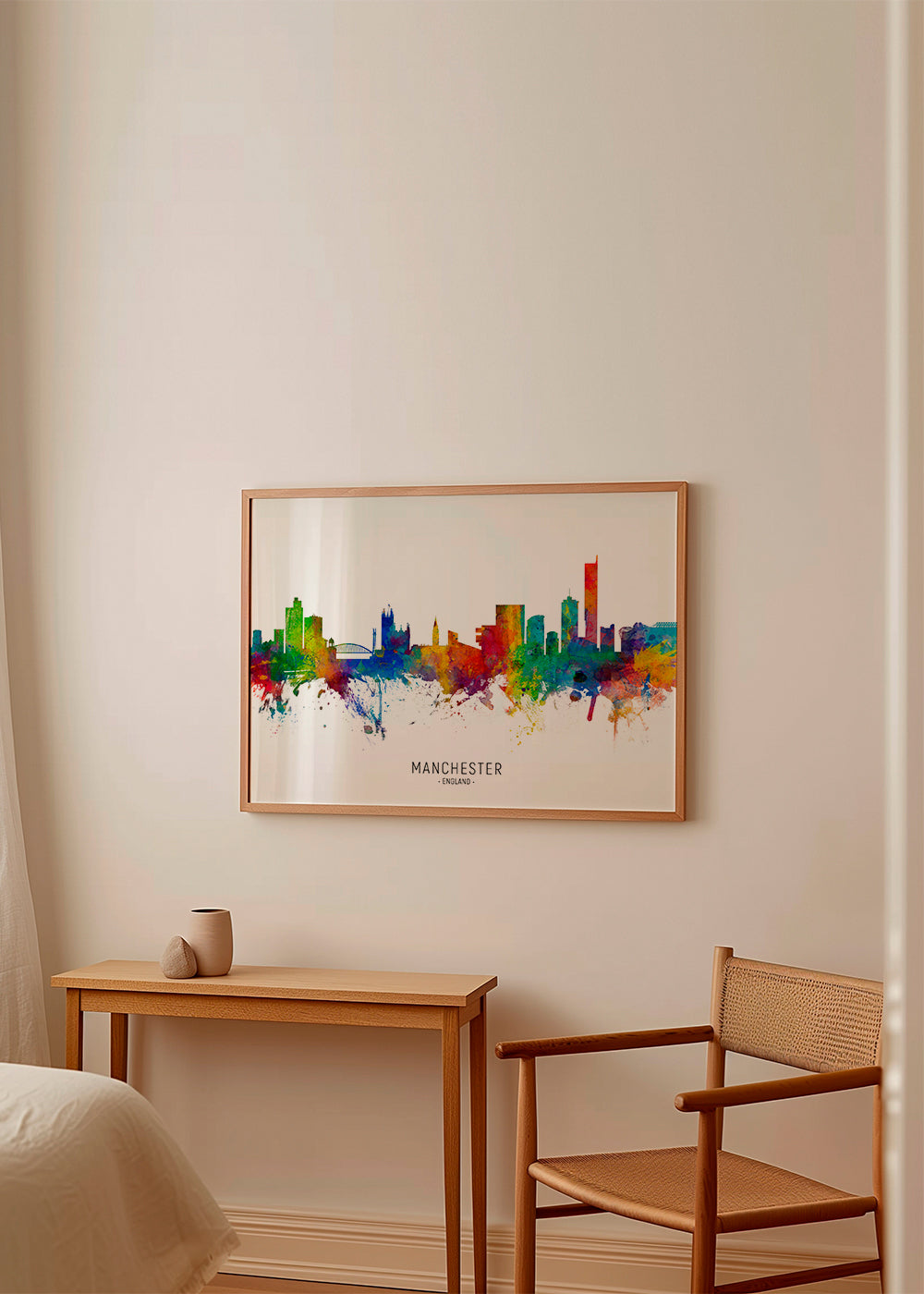 Plakat podróżniczy: Manchester skyline wielobarwny