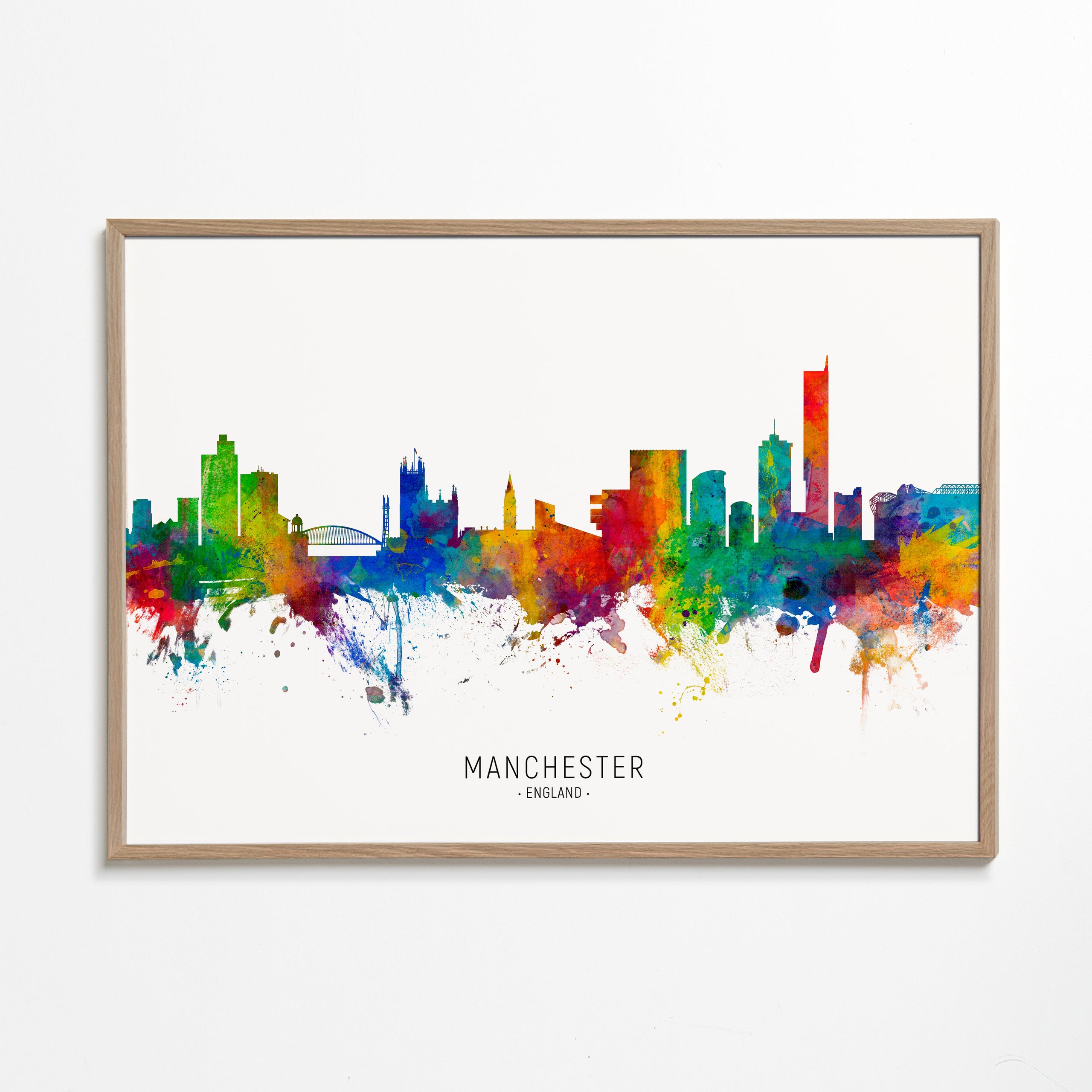 Plakat podróżniczy: Manchester skyline wielobarwny