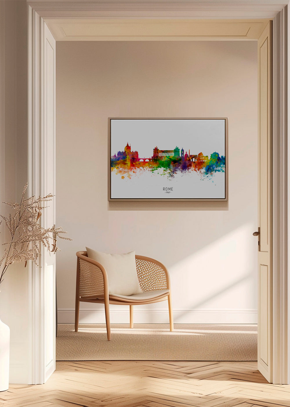 Plakat podróżniczy: Panorama Rzymu akwarela