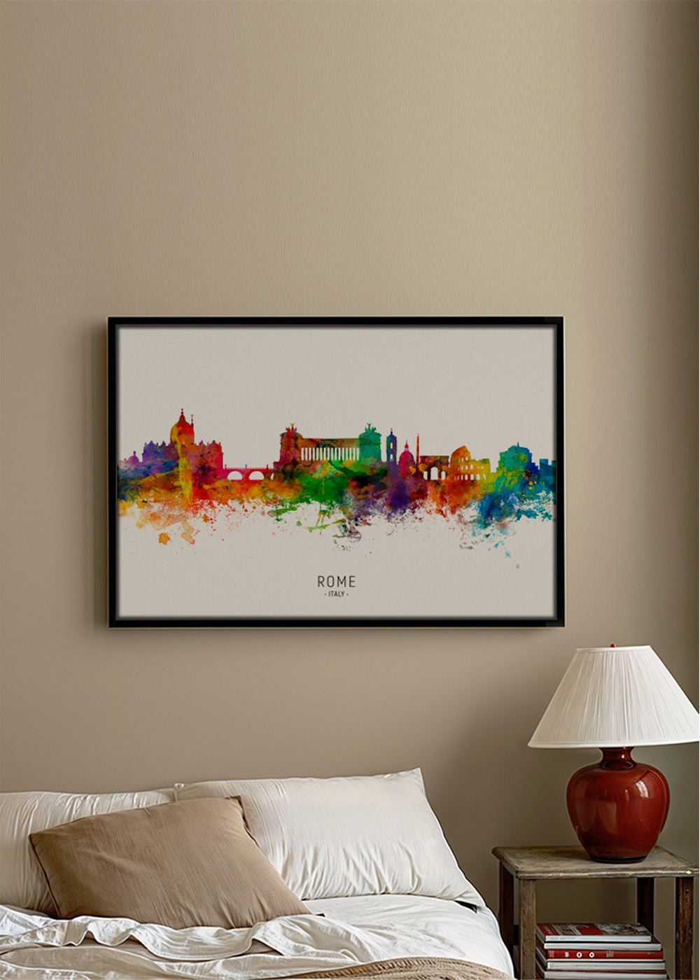 Plakat podróżniczy: Panorama Rzymu akwarela