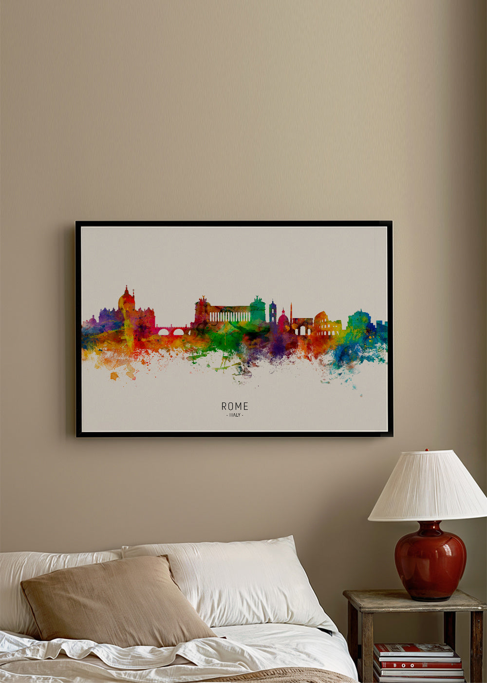 Plakat podróżniczy: Panorama Rzymu akwarela