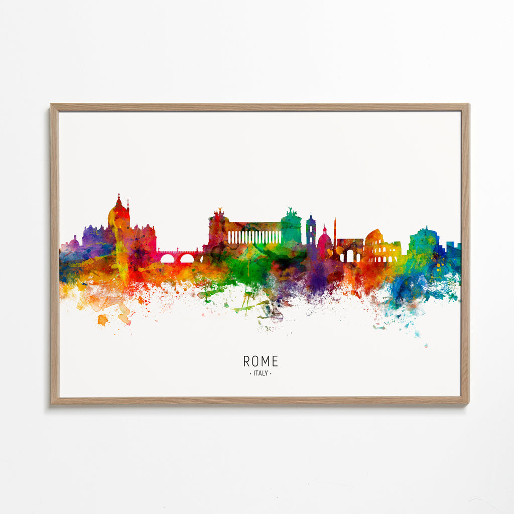 Plakat podróżniczy: Panorama Rzymu akwarela