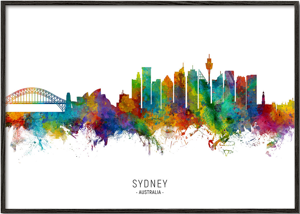 Sztuka do kuchni: Sydney skyline akwarela wielobarwna