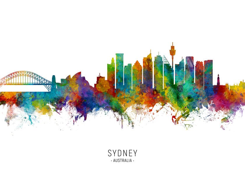 Sztuka do kuchni: Sydney skyline akwarela wielobarwna