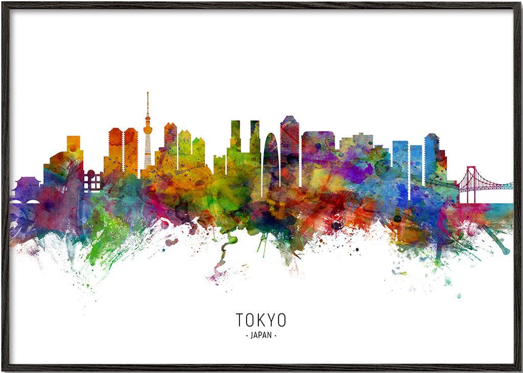 Sztuka do kuchni Panorama Tokio akwarela