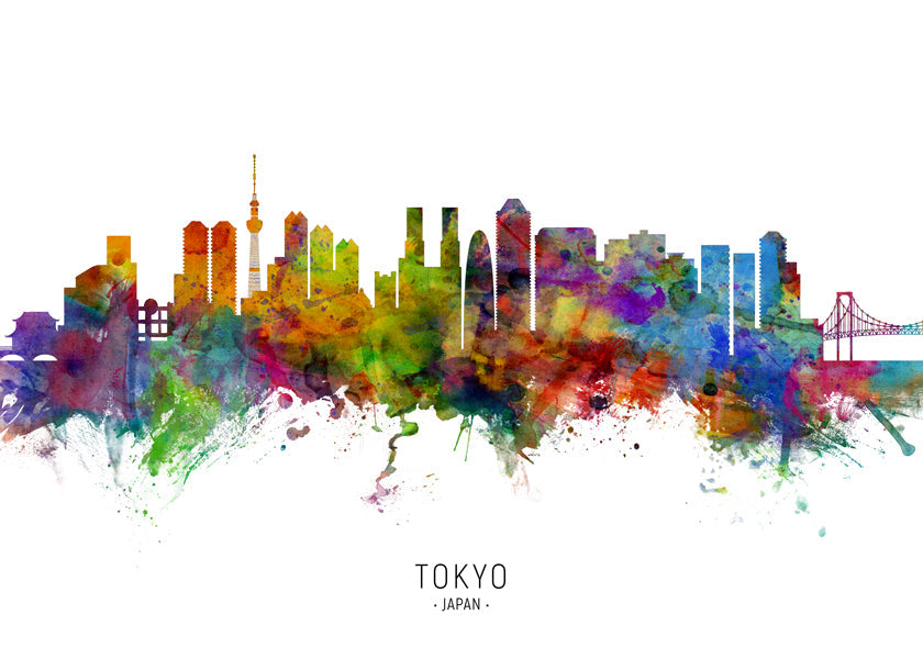 Sztuka do kuchni Panorama Tokio akwarela