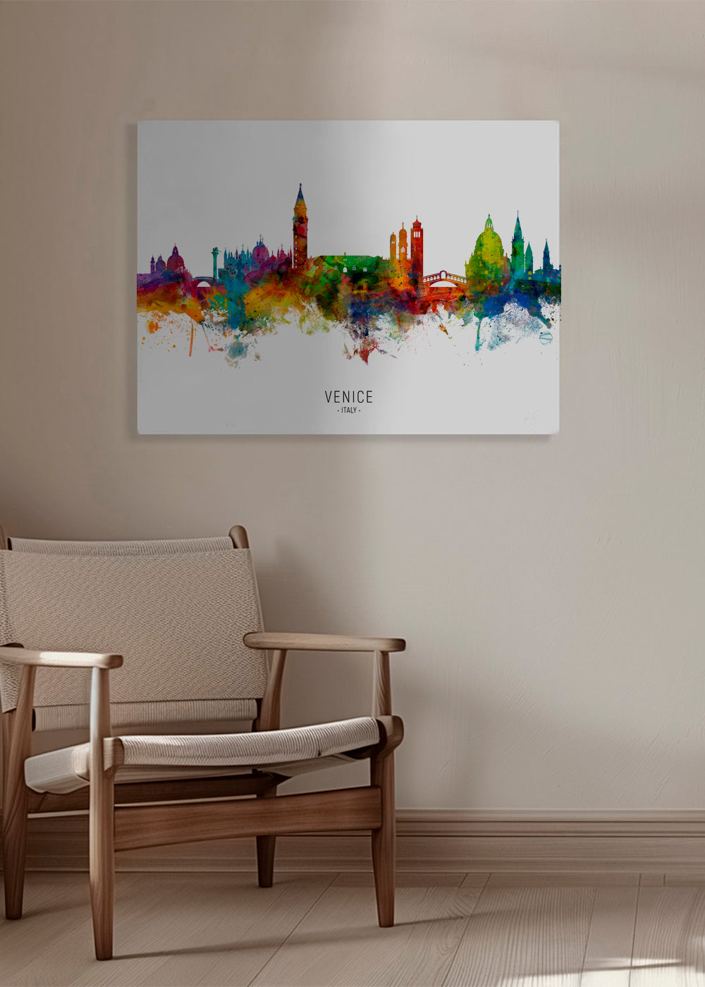 Sztuka do kuchni: Wenecja skyline akwarela