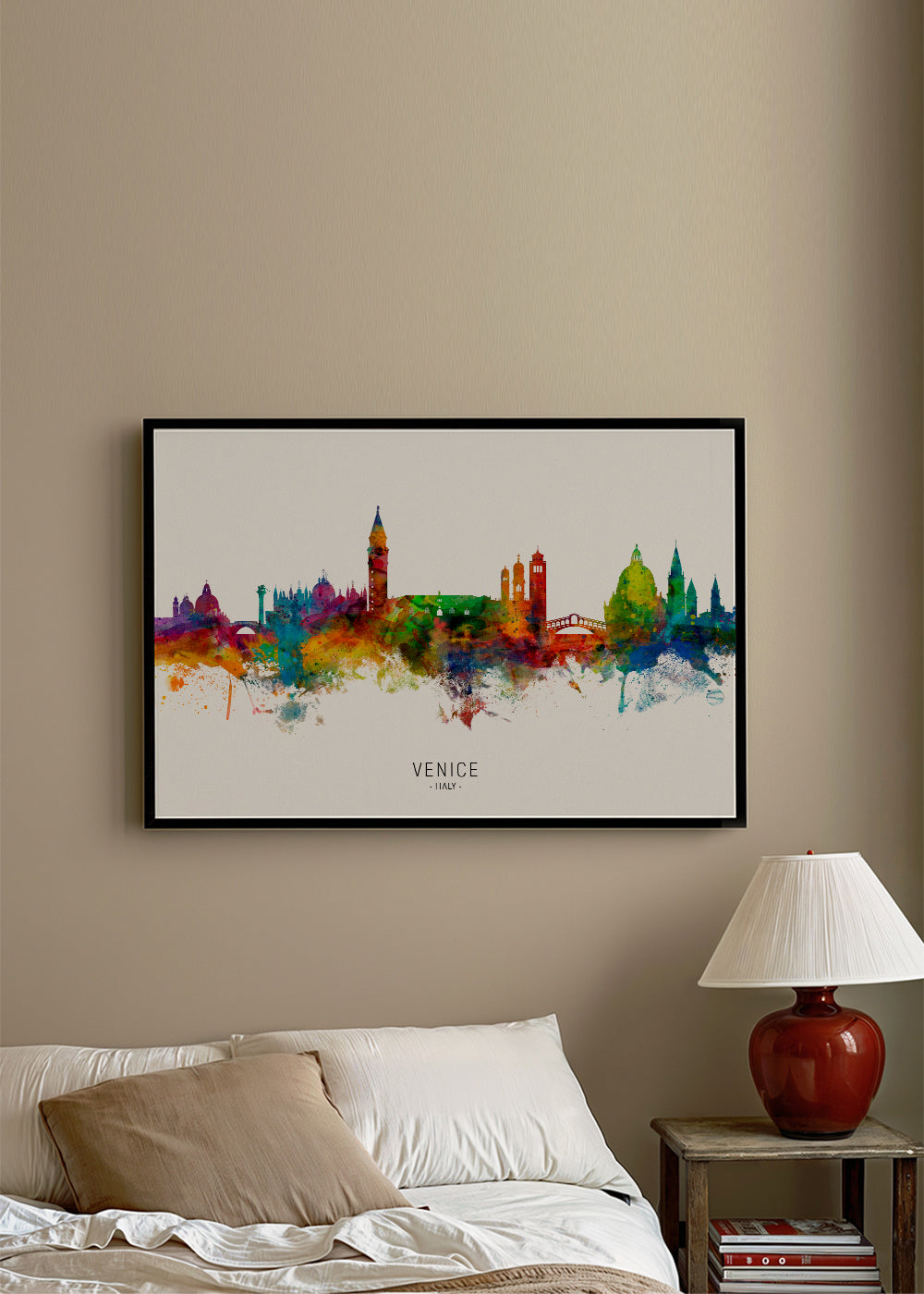 Sztuka do kuchni: Wenecja skyline akwarela