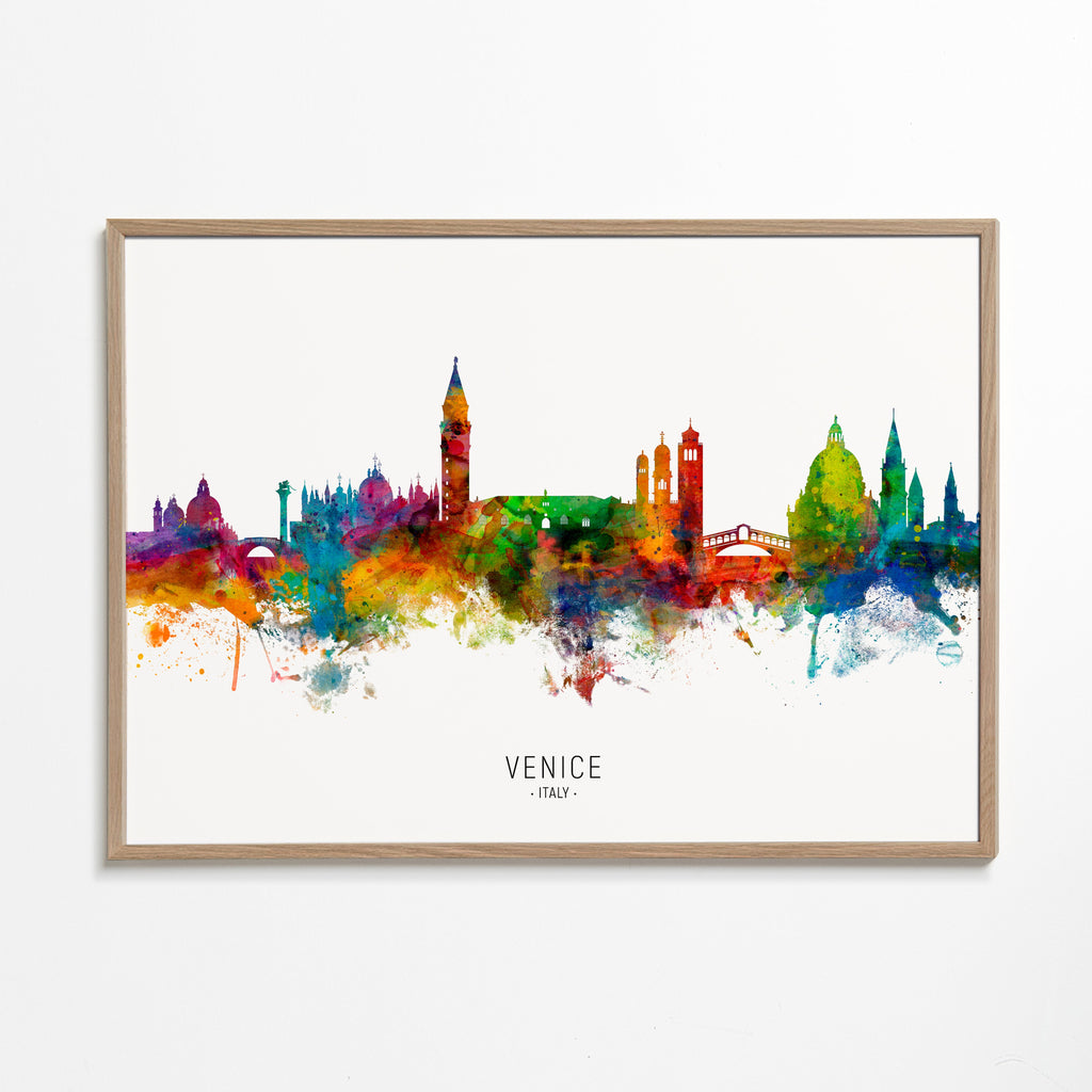 Sztuka do kuchni: Wenecja skyline akwarela