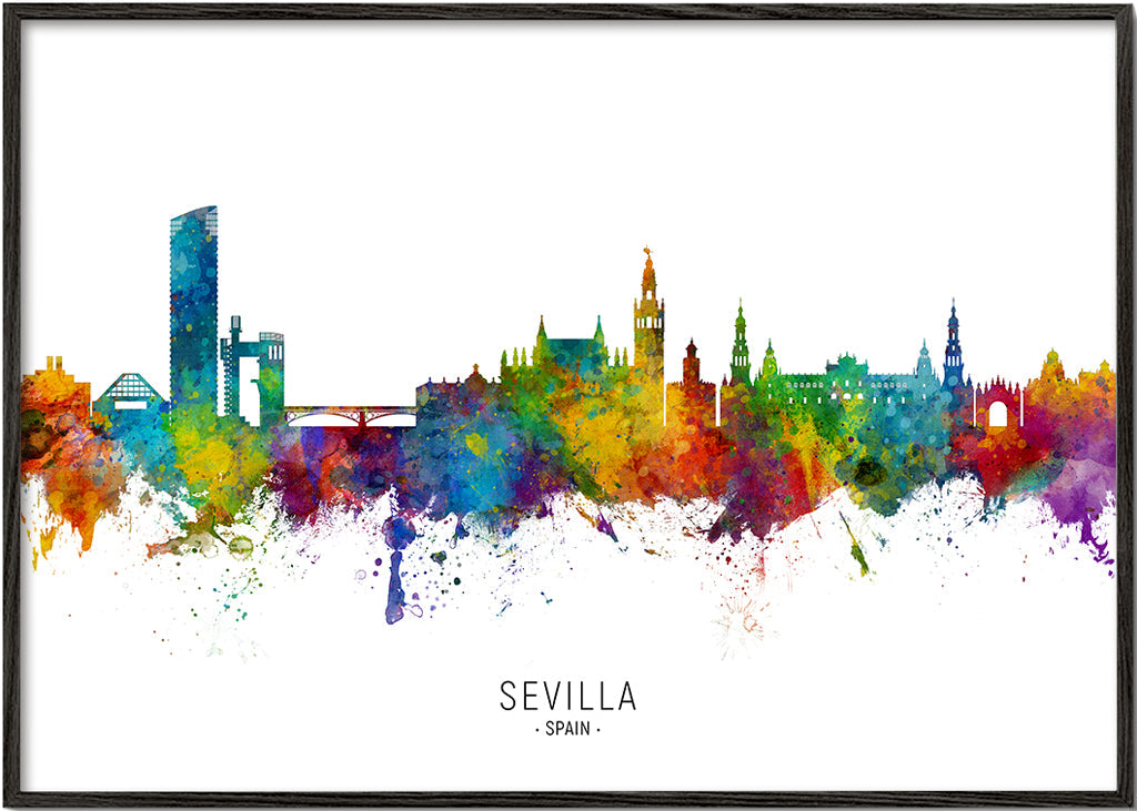 Plakat podróżniczy: Panorama Sewilli akwarela
