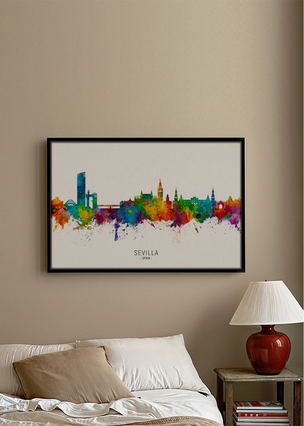 Plakat podróżniczy: Panorama Sewilli akwarela