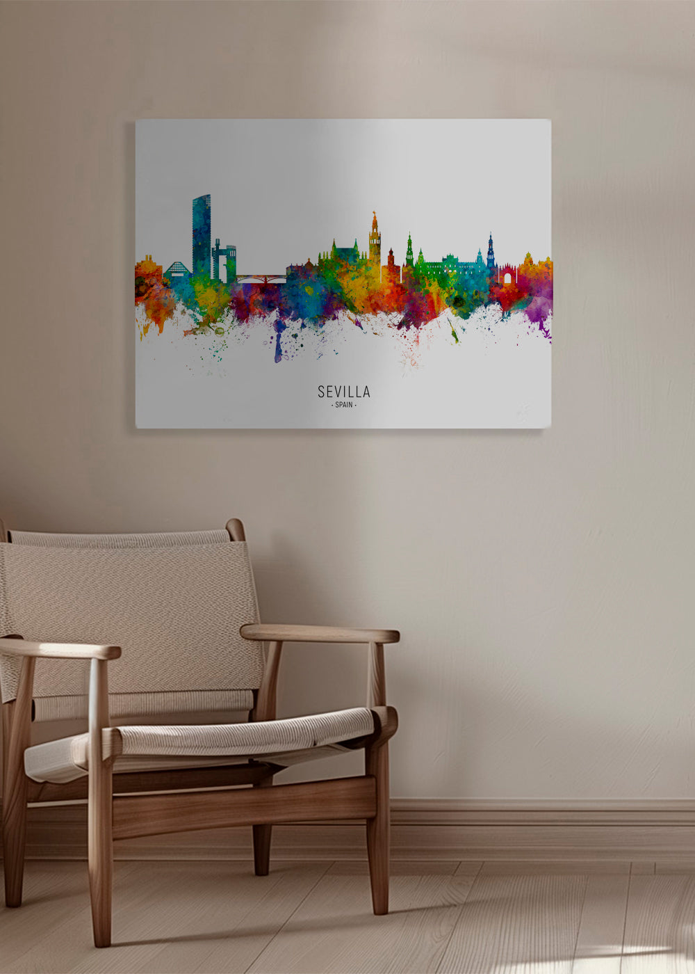 Plakat podróżniczy: Panorama Sewilli akwarela