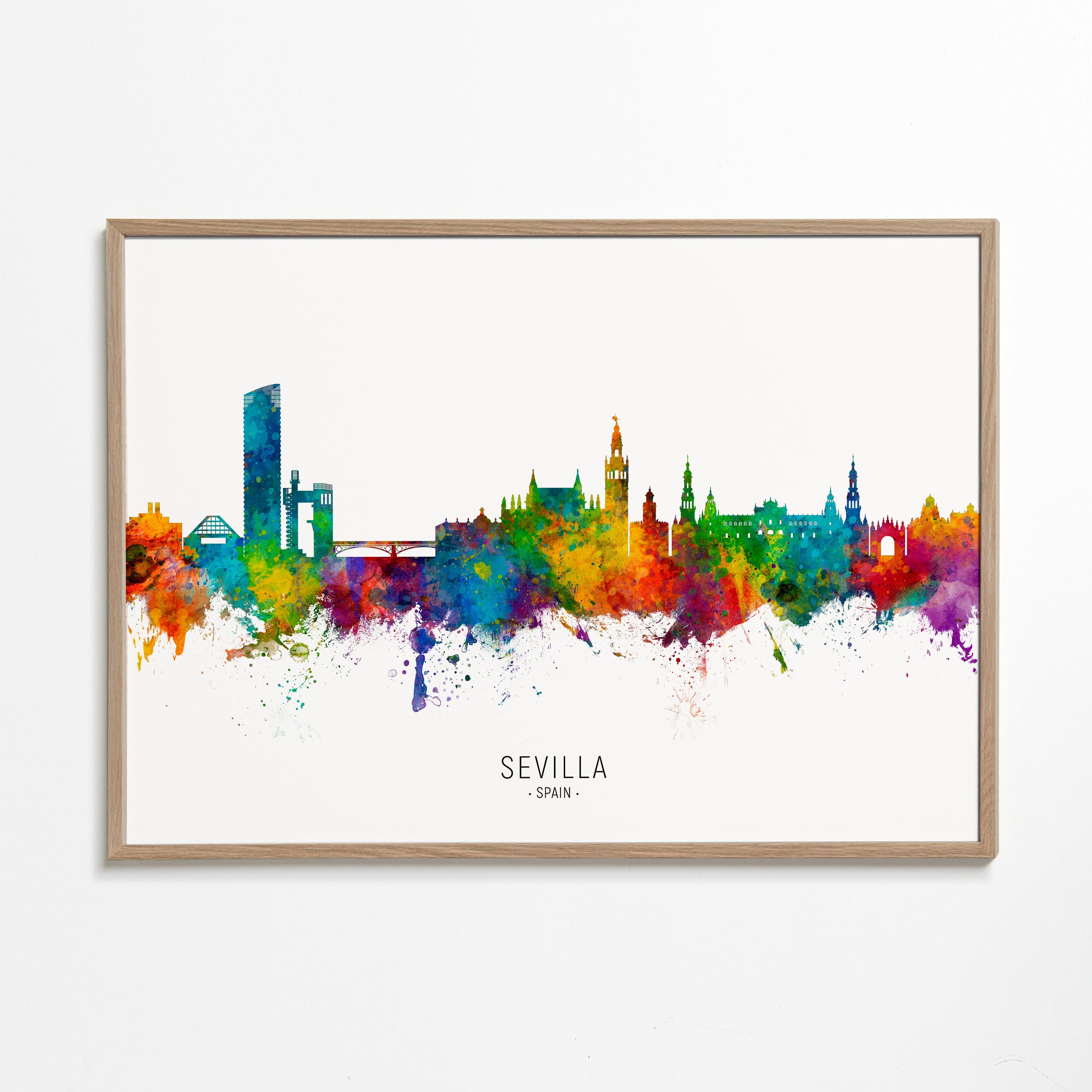 Plakat podróżniczy: Panorama Sewilli akwarela