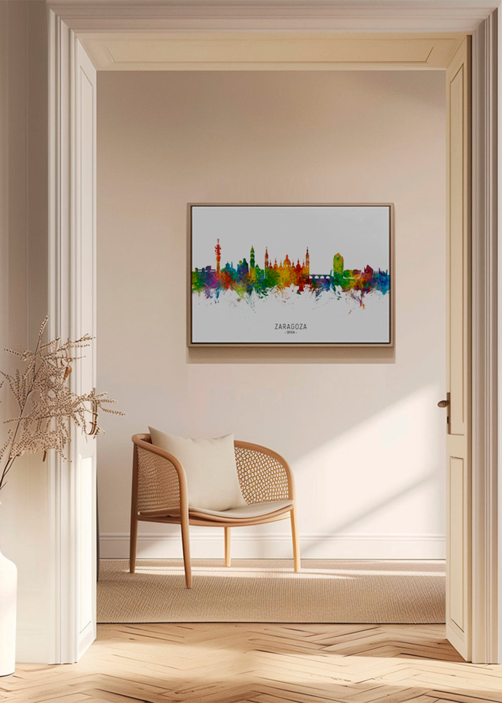 Obraz miasta Zaragoza kolorowy skyline