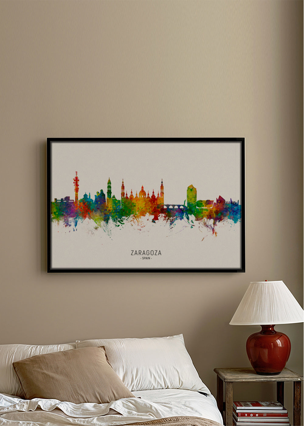 Obraz miasta Zaragoza kolorowy skyline