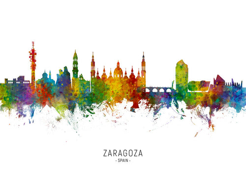 Obraz miasta Zaragoza kolorowy skyline