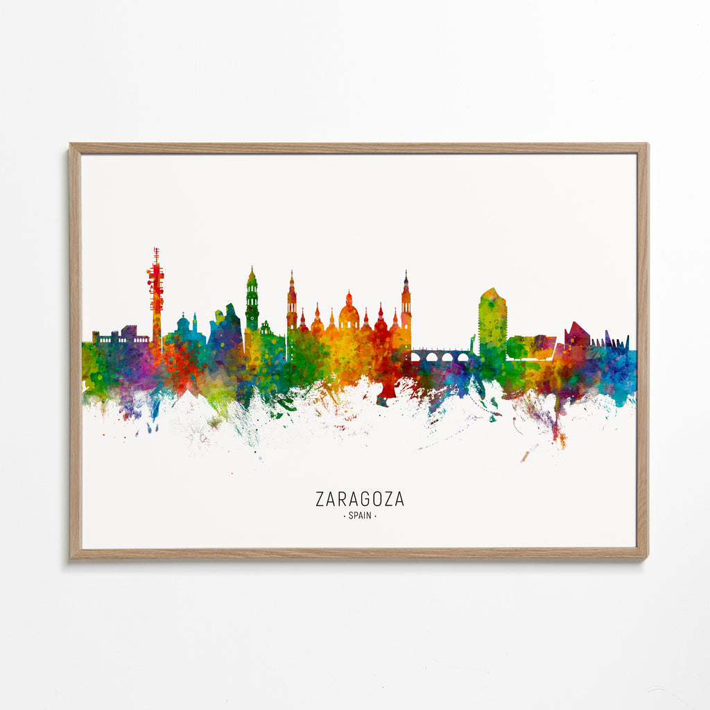 Obraz miasta Zaragoza kolorowy skyline