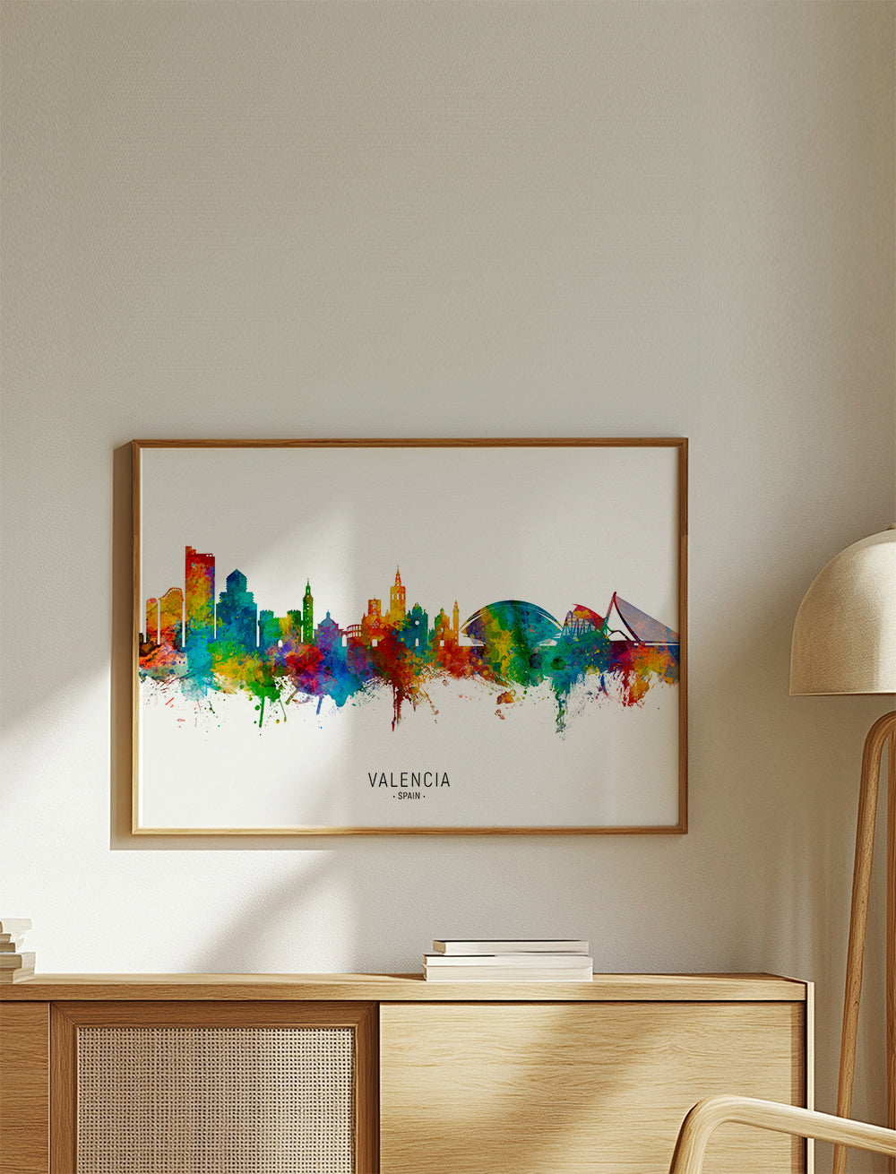 Plakat podróżniczy Valencia skyline akwarela