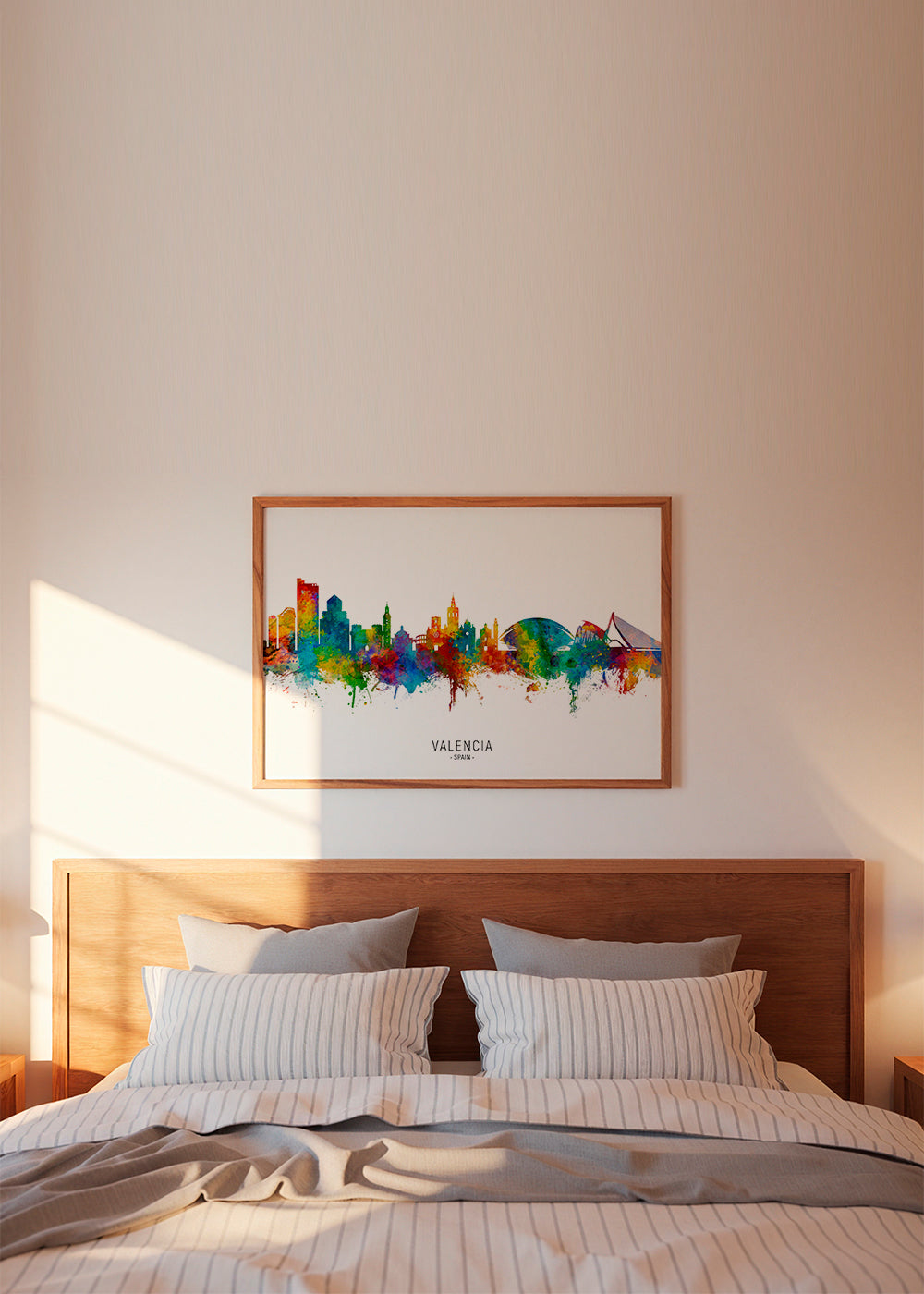 Plakat podróżniczy Valencia skyline akwarela