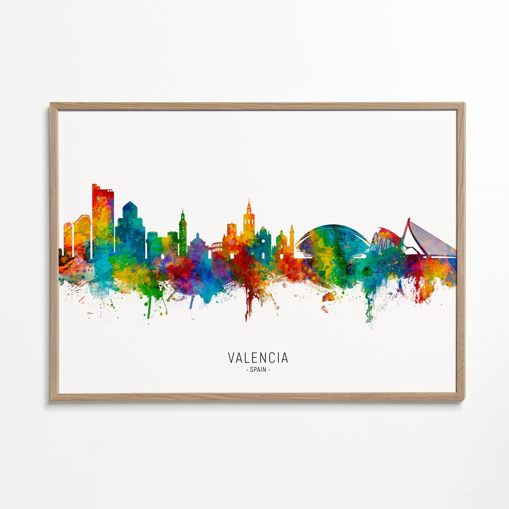 Plakat podróżniczy Valencia skyline akwarela