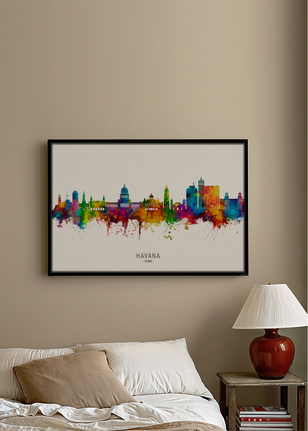 Plakat miasta Havana skyline akwarela