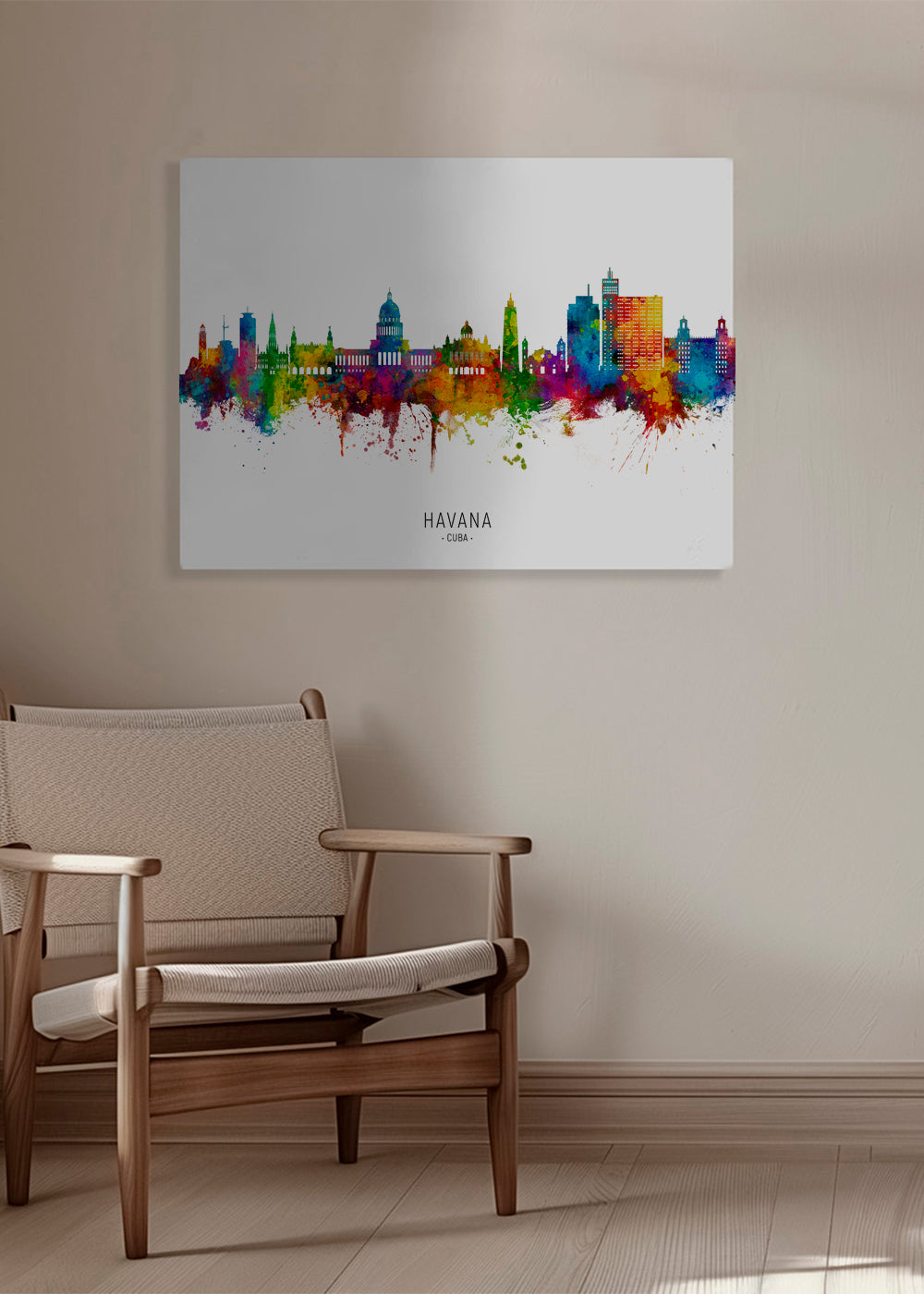 Plakat miasta Havana skyline akwarela