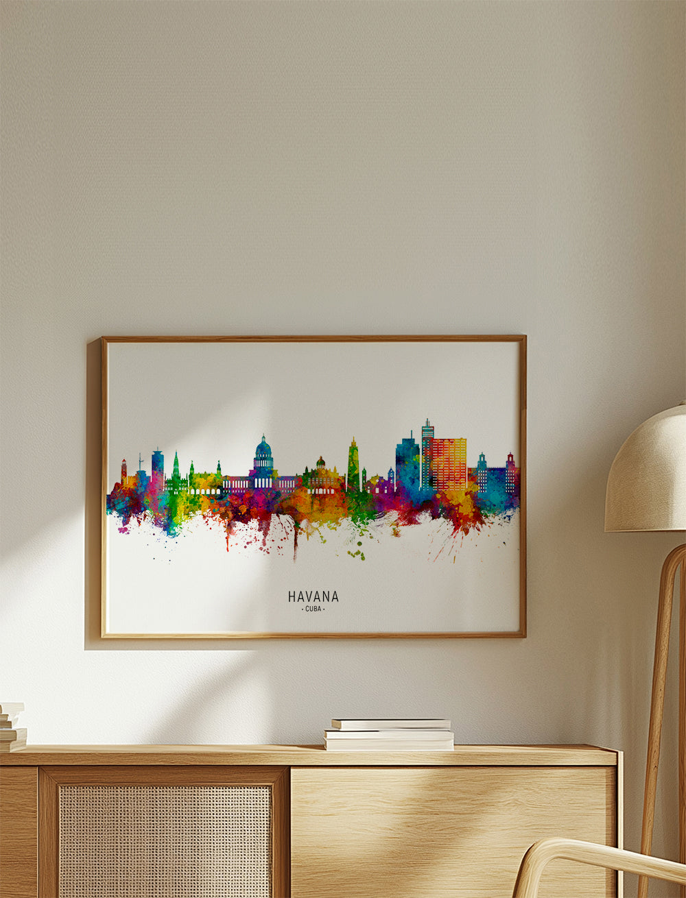 Plakat miasta Havana skyline akwarela