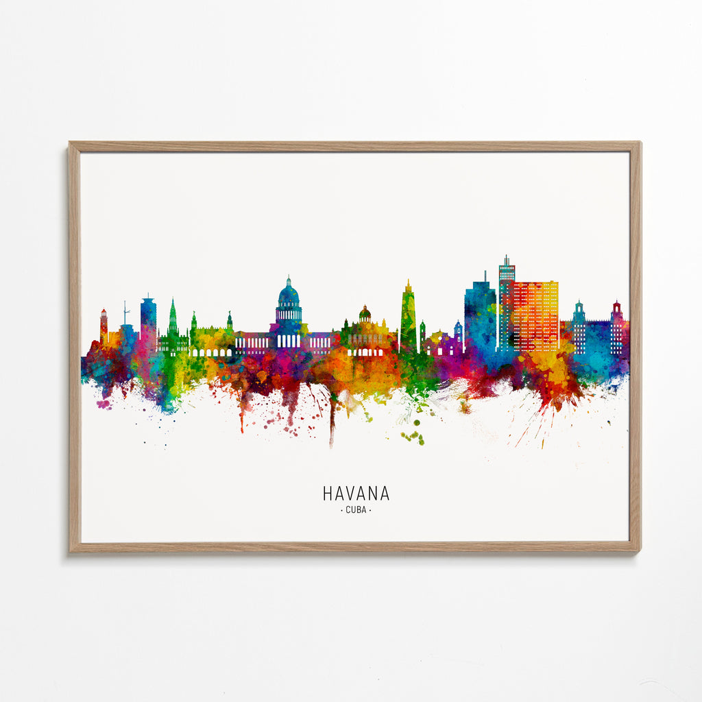 Plakat miasta Havana skyline akwarela