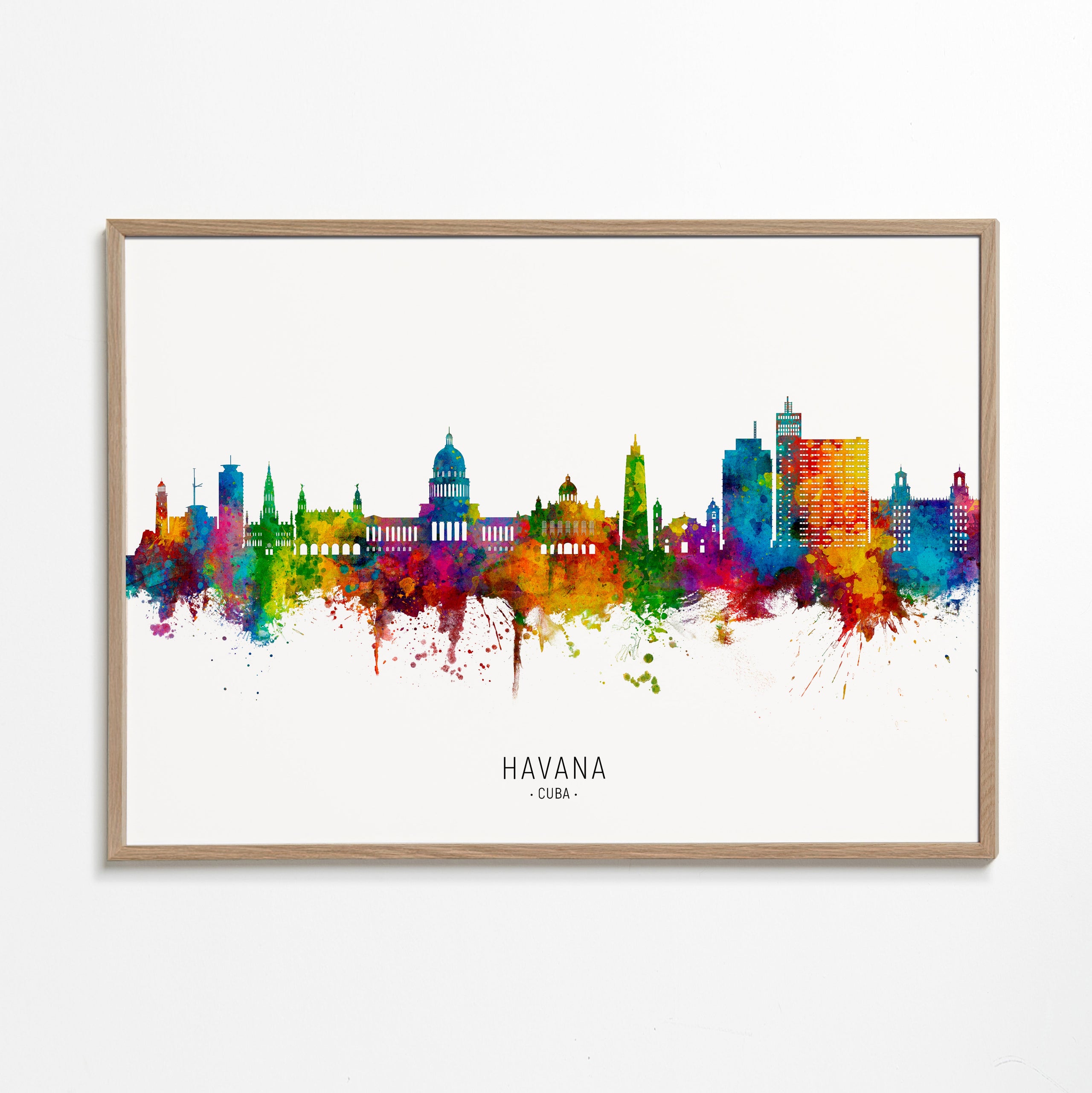 Plakat miasta Havana skyline akwarela