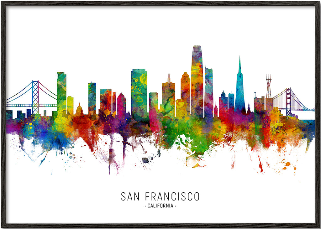 Plakat podróżniczy San Francisco kolorowy skyline