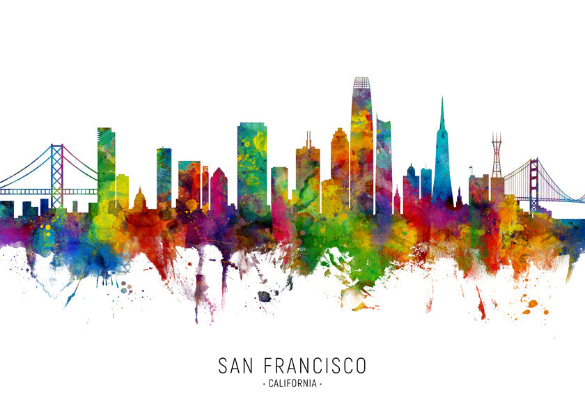 Plakat podróżniczy San Francisco kolorowy skyline