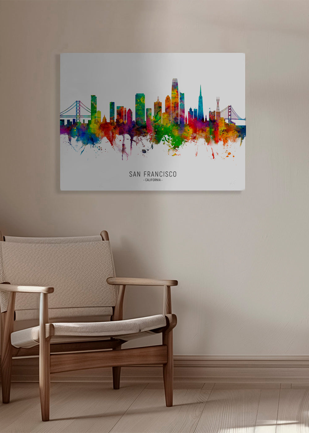 Plakat podróżniczy San Francisco kolorowy skyline