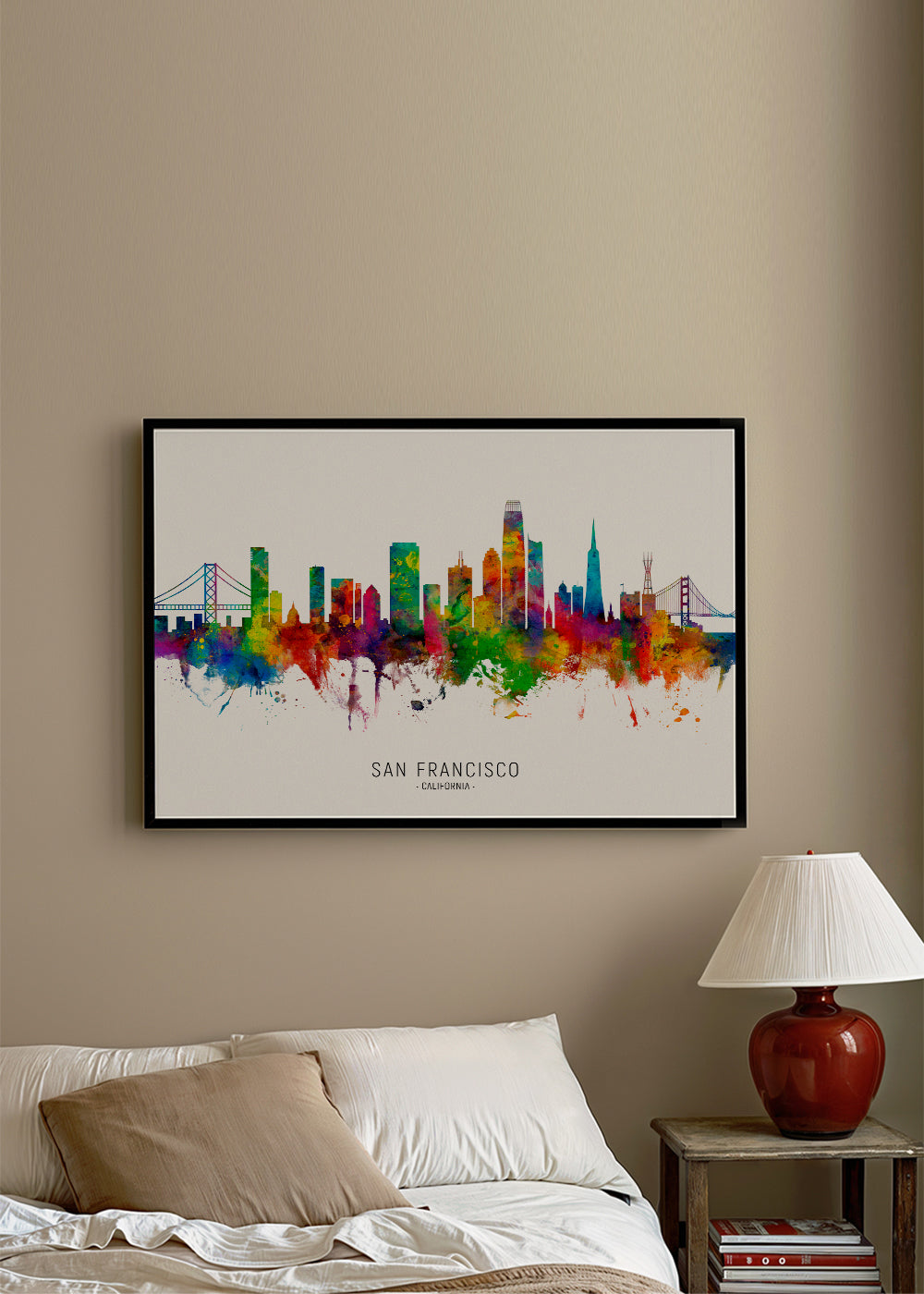 Plakat podróżniczy San Francisco kolorowy skyline