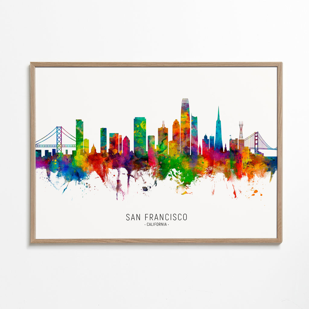 Plakat podróżniczy San Francisco kolorowy skyline