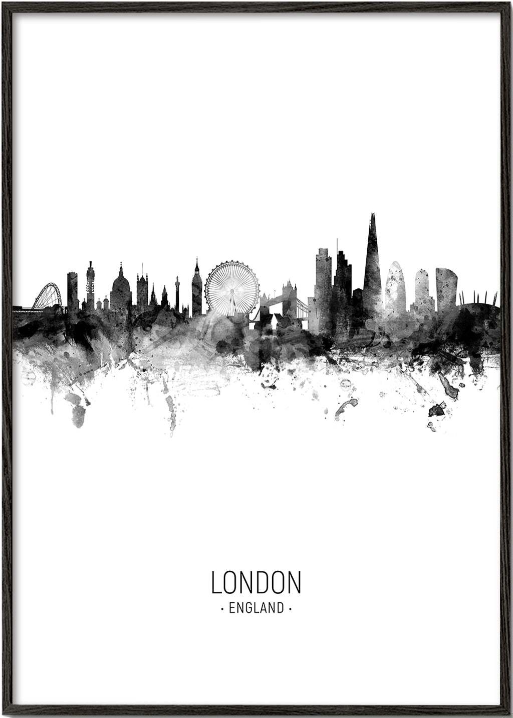 Plakat podróżniczy Londyn skyline w tuszu